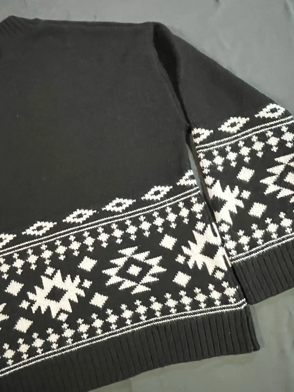 H&M Jacquard Fair Isle Sweater, Dark Grey/White, Sz S